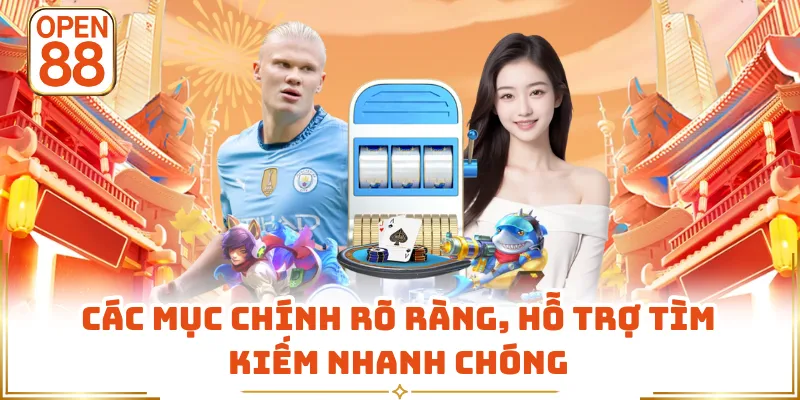 Các mục chính rõ ràng, hỗ trợ tìm kiếm nhanh chóng